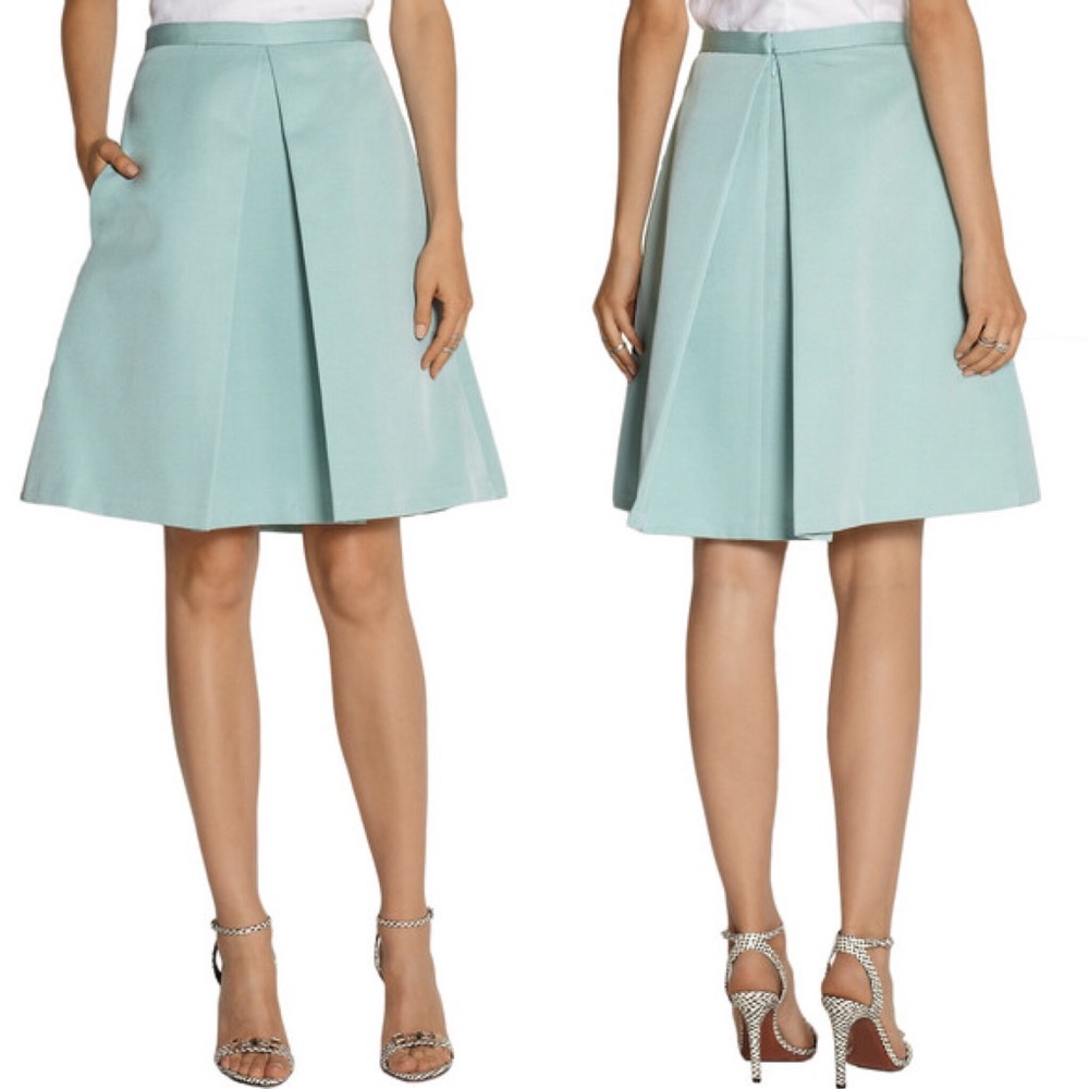 Tibi Katia Faille Pleated Skirt